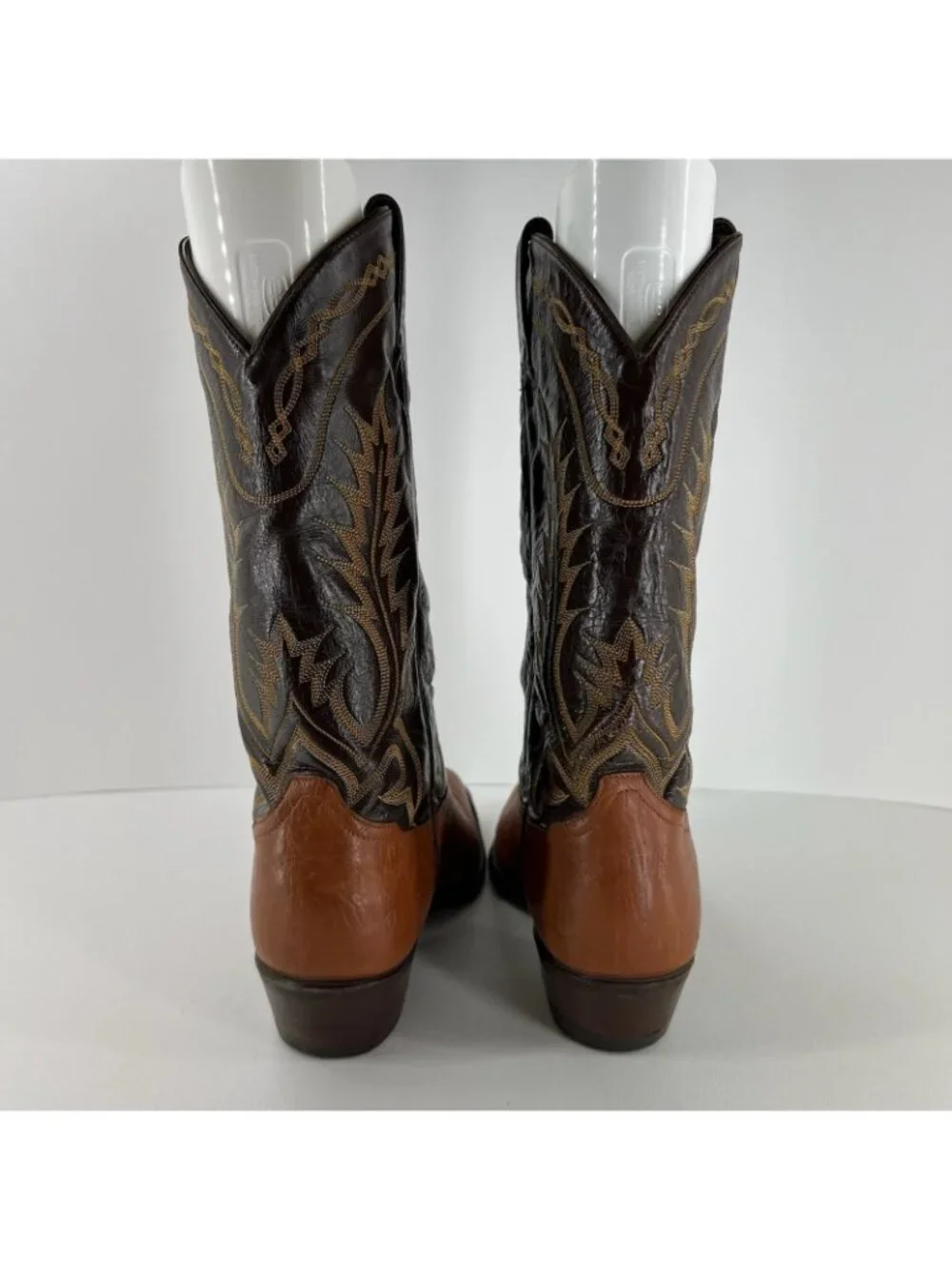 Tony Lama 6552 Cowboy Boots Mens 10 D Leather Vintage Western Two Tone USA Brown